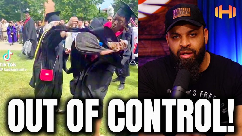 Black college grad’s mic drop goes viral after scuffle with white educator